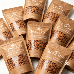 Eco Friendly Custom Kraft Paper Snack Packaging Pouches with <b>Clear</b> Window Resealable Zipper and Hang Hole for Nuts 100g 250g 500 - Product Image 6