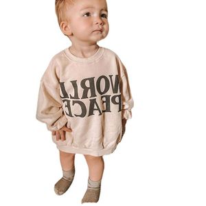 Vêtements pour nouveau-nés, nourrissons et tout-petits, printemps-automne, vêtements décontractés, imprimé lettres, manches longues, col rond, sweat-shirt en coton pour garçons - Product Image 5