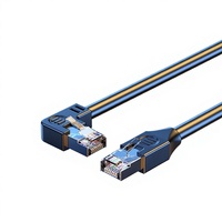 Kabel Ethernet Cat5e 100 Mbps RJ45 Sudut Kanan 26AWG Tembaga Murni Pilihan Multi-Arah Model Set-Top Box Pra-Rakit