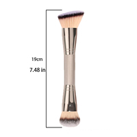Pinceau de maquillage double tête, rond et biseauté, pinceau cosmétique professionnel pour fond de teint liquide, poudre et blush