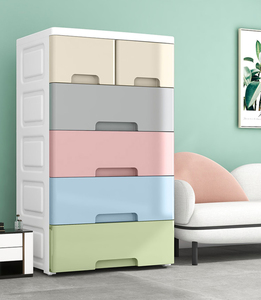 Kids Storage Cabinet Clothes Plastic Cupboard Kids 5 Layer Stackable Organizers Large Storage Space With Wheels Baby Plastic Cabinet Drawers