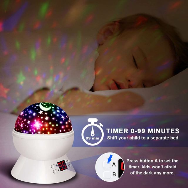 Modern White and Black Starry Sky Projector Night Light Lamp LED Certified Color-Changing Room Light for Living Room