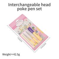 Kit de bricolage pour broderie : Ensemble de poinçons à broder avec 3 tailles d'aiguilles, stylo et accessoires de couture