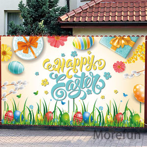 Bannière de fond de <span class=keywords><strong>chasse</strong></span> aux oeufs de Pâques en tissu de grande taille personnalisée - Product Image 3