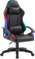 Chaise de jeu informatique économique en cuir mobile avec couleur RGB personnalisable, pivotante à 360 degrés, réglable en hauteur, avec vérin à gaz à 2 étages et pieds coniques