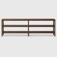 Table basse console en bois massif au design simple et luxueux, lignes épurées, coins arrondis, pour les bureaux de designers haut de gamme