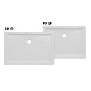 Plato de Ducha Rectangular de Cerámica 80x100 cm H6 con Orificio de Drenaje para Baño - Product Image 1