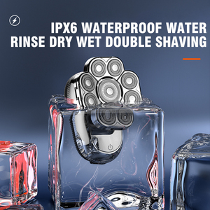 Rasoir imperméable à l'eau sans fil pour hommes, crâne humide/sec et chauve avec lame rotative, ciseaux, coupe-nez, brosse, masseur - Product Image 6