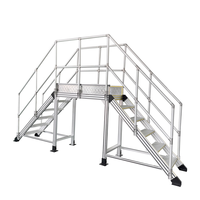 Escalier industriel sur mesure HanTe Factory, plateforme en aluminium avec roues, échelle en aluminium pour avion