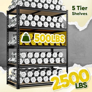 Étagères de rangement à 5 niveaux en métal <span class=keywords><strong>noir</strong></span> 40 po L x 16 po P x 72 po H, unités de rayonnage métalliques, rayonnages d'entrepôt sans boulons - Product Image 4