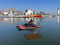 Catamarán inflable engrosado de PVC de 3,2 M, barco de ocio y kayak para plataforma de pesca e instalaciones de entretenimiento acuático