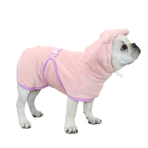 Albornoz para perros absorbente de secado rápido, diseño de orejas de conejo de lana coralina para gatos y perros, rosa claro, violeta, verde claro - Product Image 5