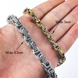 สร้อยข้อมือสแตนเลสสตีลแบบไบแซนไทน์ขนาด 8.5 มม. สำหรับผู้ชาย สร้อยข้อมือหนัก สไตล์ฮิปฮอป ร็อค พังก์ สำหรับผู้ชาย เครื่องประดับโลหะ สร้อยข้อเท้า - Product Image 6