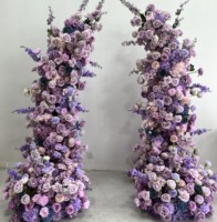 J-H087 Großhandel Künstlicher Blumenbogen Hochzeits-Blumenbogen Lila Rosenbogen Hintergrund Blumensäule für Hochzeitsdekoration