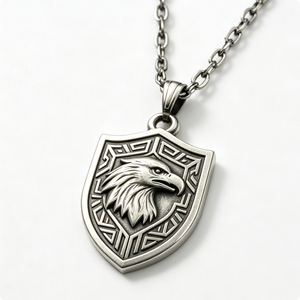 Colgante de escudo de águila de aleación de zinc plateado, forma irregular, grabado en relieve, artesanía metálica, insignia de recuerdo, emblema - Product Image 2