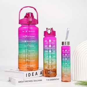 Hot Sports Water Bottle 3pcs/set Motivational Water Bottle for Female Set 2000ml 900ml Travel Portable <b>Reusable</b> Summer <b>Cups</b> - Product Image 3