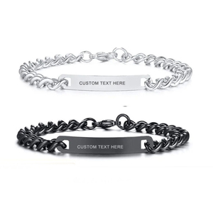Venta al por mayor personalizado DIY logotipo grabado brazalete de <span class=keywords><strong>cadena</strong></span> PVD 18K chapado en oro de acero inoxidable placa curva pulsera de los hombres y las mujeres - Product Image 6