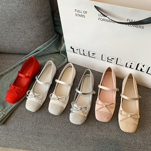 Zapatos Mary Jane para Mujer con Plataforma, Punta Cuadrada, Casuales, Rojos, Talla Grande 43, Hebilla de una Pieza, Color Sólido - Product Image 2