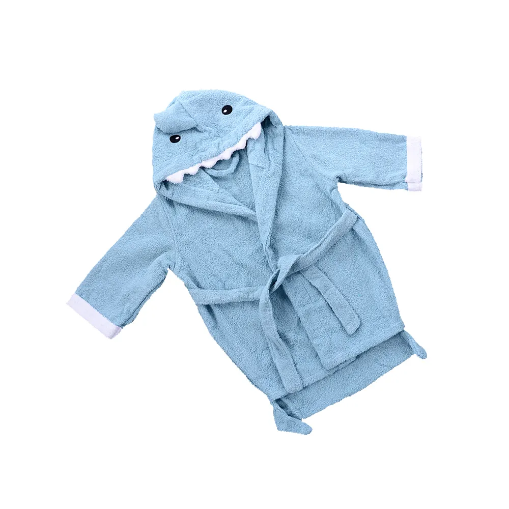 Peignoir à capuche pour bébé en tissu éponge personnalisé 100% coton pour enfants Serviette de bain respirante à motif animal ou uni pour garçons et filles