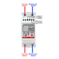 Monofásico AC 230V 60A Medidor de energía eléctrica KWH RS485 Modbus Comunicación Salida de pulso Consumo de energía