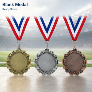 Blank Award Medals Wholesale Metal Medal Ready Stock Gold Silver Bronze Sports Medals Custom Logo With <b>Ribbon</b> Factory - Product Image 1