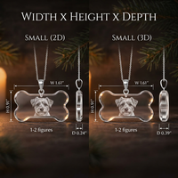 Collier en cristal personnalisé Neelpure R11 en forme d'os 2D et 3D avec portrait personnalisé et photo d'animaux de compagnie pour la commémoration des animaux et les amoureux des animaux