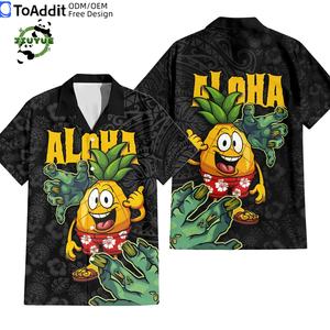 Aloha Custom Hawaii Style Poliéster <span class=keywords><strong>Hombres</strong></span> Blusa Tropical Floral Impreso <span class=keywords><strong>Hombres</strong></span> Casual Halloween Hawaiian Turtle Vacation Shirt - Product Image 4