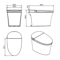 Toilette intelligente automatique moderne avec commande vocale IA et capteur de pied, siège chauffant, cuvette allongée pour la maison/l'hôtel