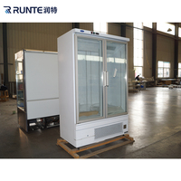 Congélateur commercial vertical à double porte vitrée grande capacité, vitrine de présentation automatique à dégivrage automatique pour supermarché
