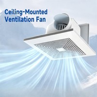 Ventilateur d'extraction silencieux pour salle de bain et cuisine, à montage au plafond, avec panneau carré