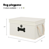 Panier de rangement pour jouets pour chiots avec poignées en corde de coton Panier à jouets pour chiens avec couvercle