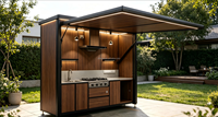 Cuisine extérieure modulaire ignifuge et écologique avec grill et évier, cuisine conteneur portable, pod BBQ multifonctionnel
