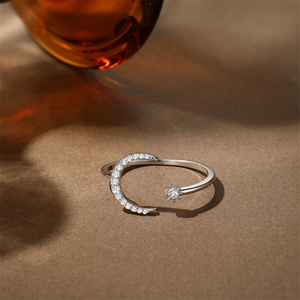 CANNER S925 <b>Sterling</b> <b>Silver</b> Moissanite Open <b>Ring</b> for Women, <b>Adjustable</b> Luxury Sparkling Engagement Statement Jewelry - Product Image 6