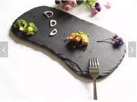 Assiettes de service alimentaire en ardoise noire irrégulière, meilleures ventes
