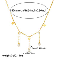 Collier ras du cou pour femme, style luxe léger, polyvalent, avec chaîne plaquée or, perles et pendentif étoile à cinq branches