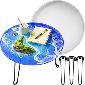 INTODIY 24 Zoll große runde Fluss tisch Silikon form Schreib brett Couch tisch Ornament form mit Haarnadel Klapp beine - Product Image 6