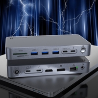 Base de Conexión Thunderbolt 5 15 en 1 con Triple Pantalla, Carcasa para SSD, 3 Puertos USB-A, Ethernet 2.5G, Pantalla 8K, 180W PD, Compatible con 2.1