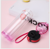 Bouteille d'eau en verre borosilicate portable à double paroi, ml, bouteille d'eau en verre avec couvercle gonflable pour la pratique sportive