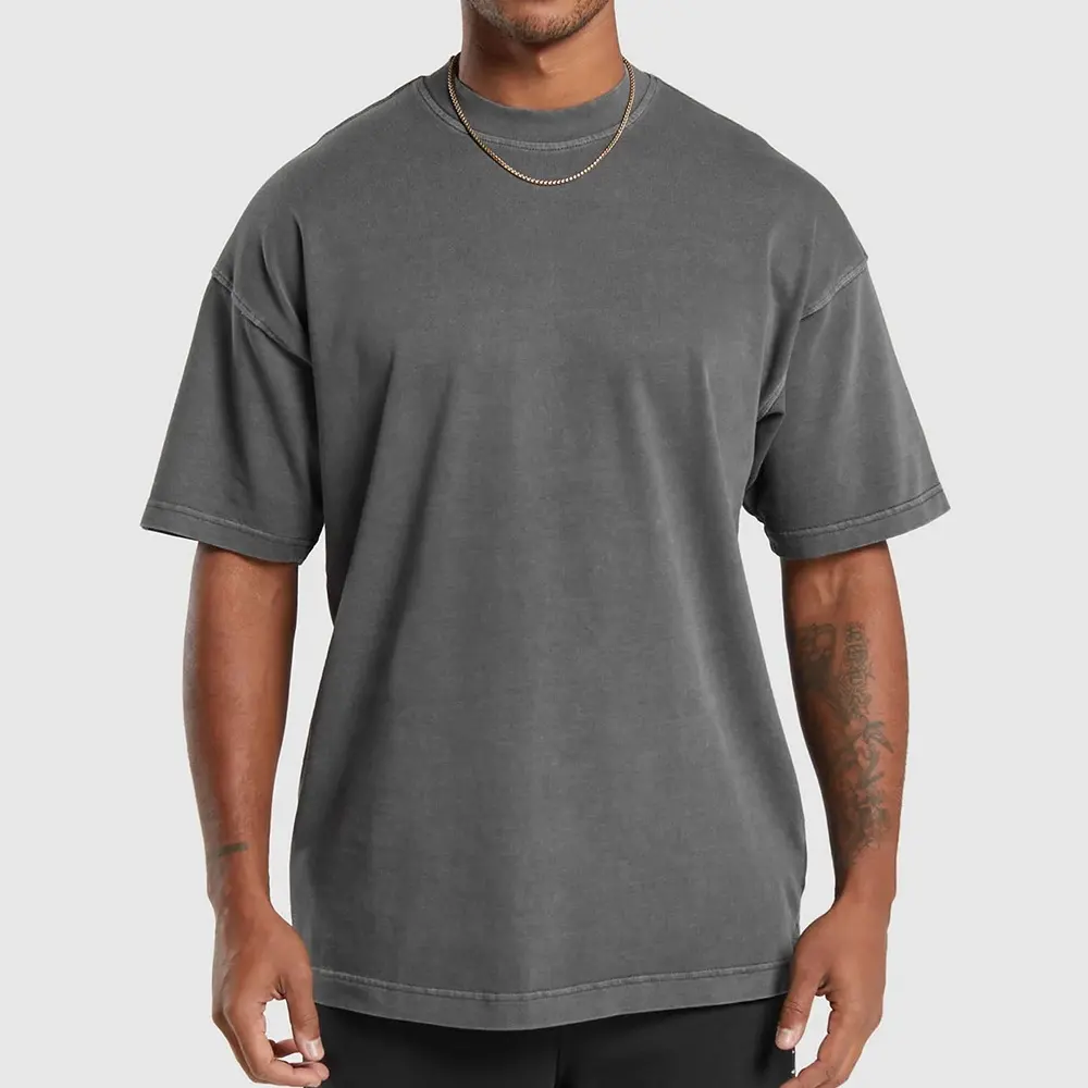 Personalizza il tuo marchio da uomo in bianco 100% semplice cotone Streetwear stampa grafica T-Shirt oversize dei pesi massimi T-Shirt