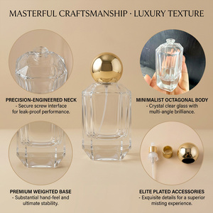 Elegante Botella de Perfume Vacía de 100/50 ml, Envase de Vidrio de Lujo con Atomizador, Venta Directa de Fábrica, Logotipo Personalizado, Atomizador de Niebla <span class=keywords><strong>Gris</strong></span> Ahumado - Product Image 4