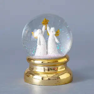 Resin Ornament Crafts Souvenir Handmade Cheap Christmas Angel Snow Ball Custom Snow Globes