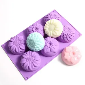 Bar özel logo sabun kalıbı 3D çiçek şekilli kek çikolata reçine silikon sabun kalıp el yapımı sabun yapımı için