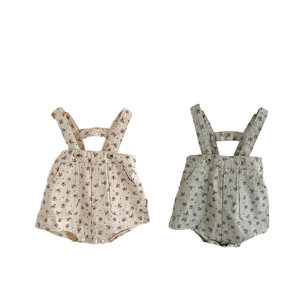 新生児新生児オーバーオール男の子女の子デニムオーバーオールジャンプスーツ子供デニムショーツ春秋 - Product Image 1