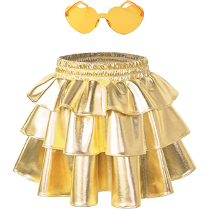 Conjunto de Falda Tutú Brillante <span class=keywords><strong>con</strong></span> Capas para Niñas <span class=keywords><strong>con</strong></span> Lentes de Corazón, Disfraz Brillante para Fiestas, Cumpleaños, Halloween, Disfraces - Product Image 4