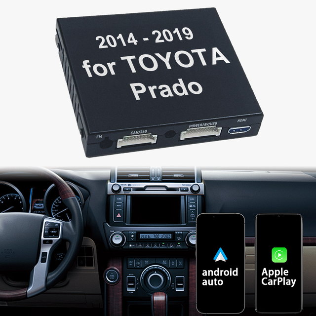 Prado Upgrade Apple CarPlay & Android Auto Integration Retrofit Decoder Module Interface Kit for 2014 - 2019 Toyota Prado