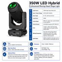 Projecteur LED professionnel 350W 3-en-1 à fonctions Beam/Spot/Wash, effets multicolores, prisme à 8 facettes, roue Gobo, DMX 512