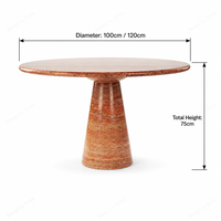 Table à manger ronde en travertin naturel sur mesure, base conique solide moderne, mobilier pour la maison, villa, hôtel, espaces de repas