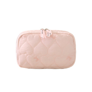 Portable Makeup Bag Rectangle Pink Quilted Design For Travel And Make <b>Up</b> Storage - Product Image 5