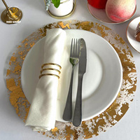 Napperons en dentelle dorée, Chemins de table jetables pour mariages et fêtes, Assiettes de présentation décoratives ajourées en maille