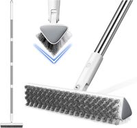 Brosse double face Joybos, utilisée pour nettoyer les interstices et les coins, tige en acier inoxydable allongée, brosse à récurer les sols en forme de V